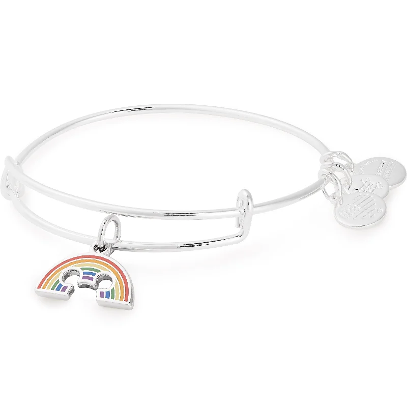 men’s rugged leather bracelet Disney® Rainbow Mickey Charm Bangle
