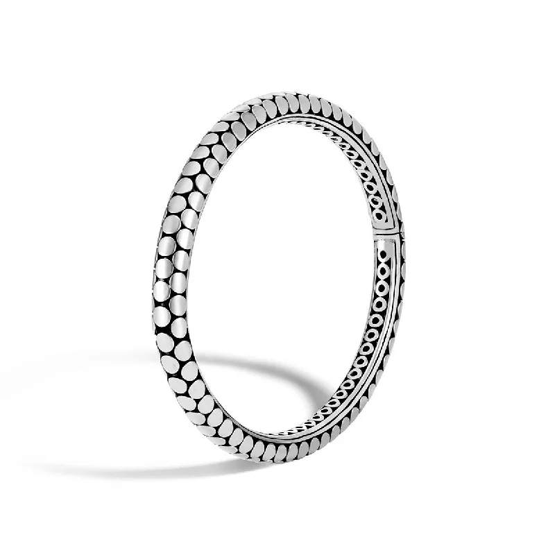 diamond wedding band for women Dot Silver Oval Small Hinged Bangle