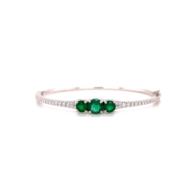 EMERALD AND DIAMOND BANGLE BRACELET