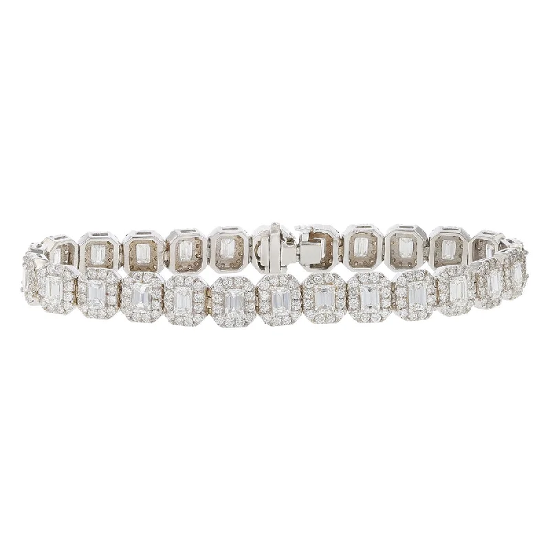 Emerald-cut Diamond Halo Bracelet