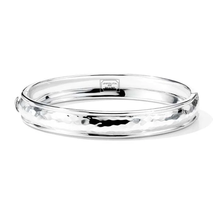 wedding anniversary diamond ring Ippolita Classico Thin Goddess Hinged Bangle in Sterling Silver