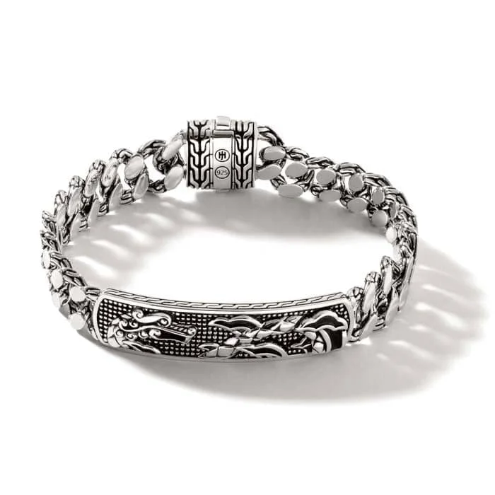 black stainless steel signet ring John Hardy Legends Naga ID Bracelet in Sterling Silver
