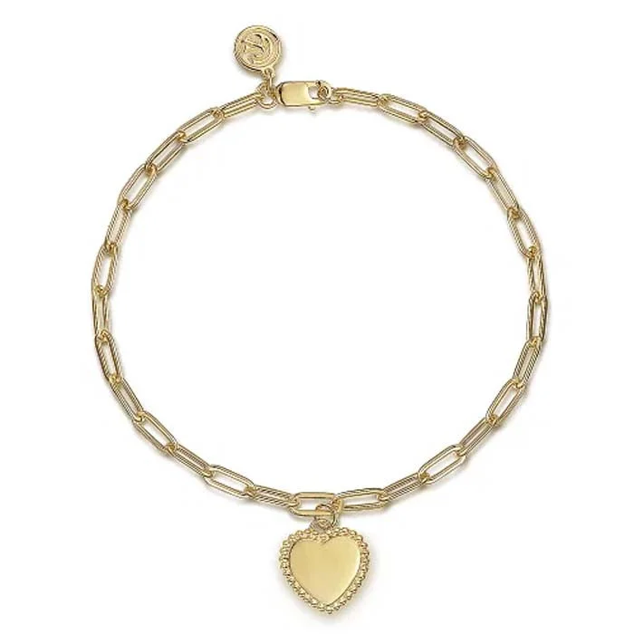 Gabriel & Co Framed Heart Charm Bujukan Bracelet in 14K Yellow Gold