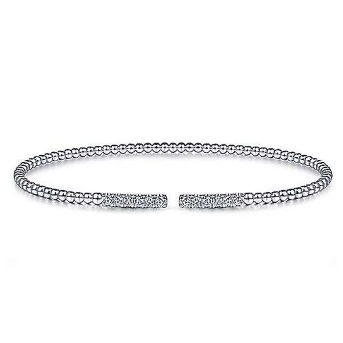 Gabriel & Co. .29CTW "Bujukan" Bead Cuff Bracelet with Diamond Pavé Bars in 14K White Gold