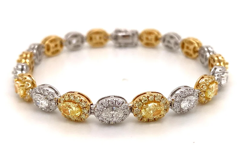 Fancy Yellow and White Diamond Statement Bracelet 9.10ctw