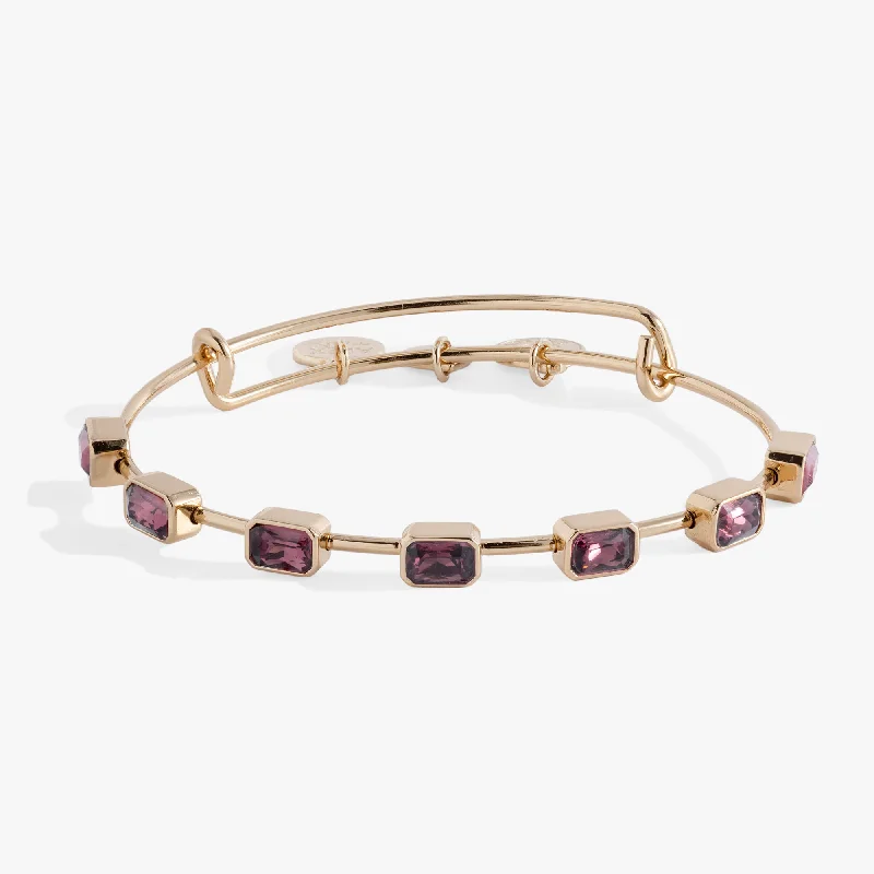 men’s leather and silver bracelet February Birthstone Emerald Cut Bangle