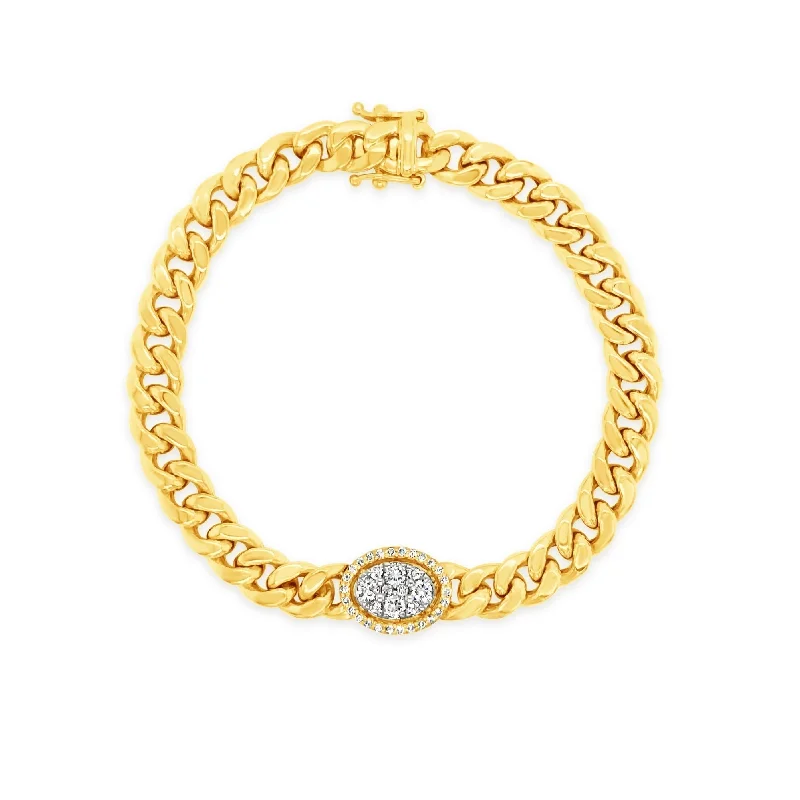 unique promise ring for girlfriend Flat Link Diamond Oval Bracelet