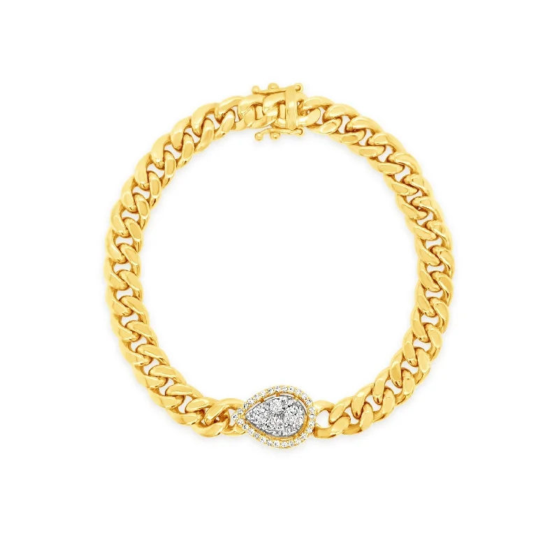gold choker necklace simple Flat Link Diamond Pear Bracelet
