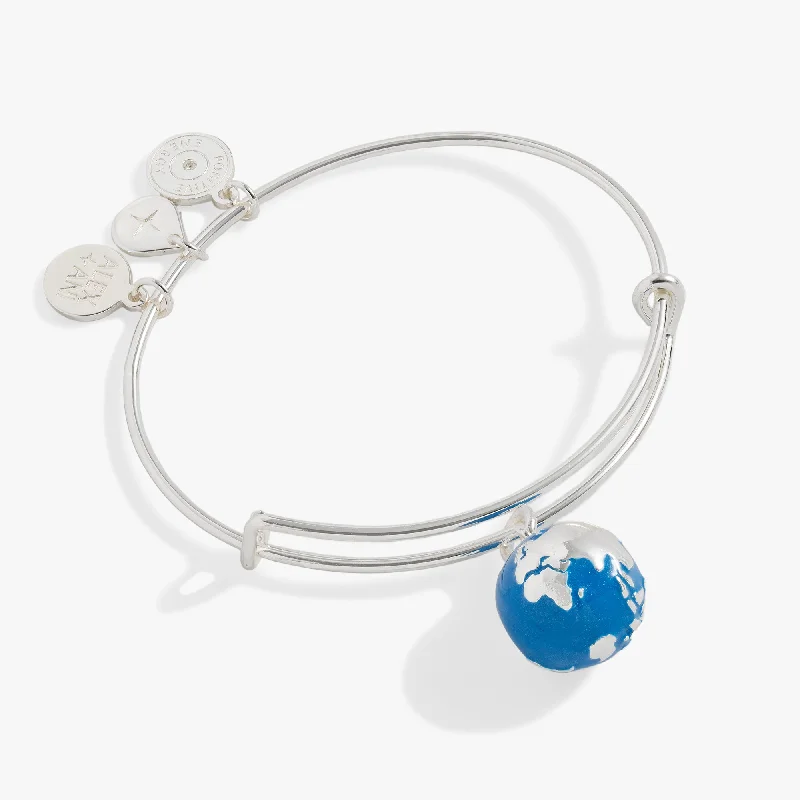 vintage-style diamond halo ring Globe Charm Bangle