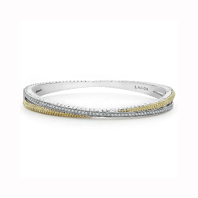 Gold Caviar and Diamond Bangle