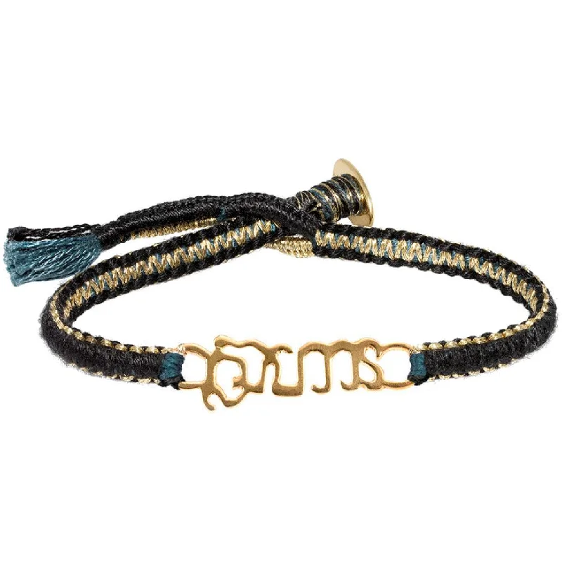 delicate pearl bracelet Gold Vermeil "Brave" Bracelet on Black Cotton Cobra Cord