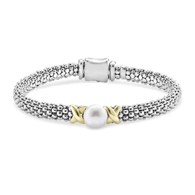 personalized zodiac birthstone necklace Gold X Pearl Caviar Bracelet