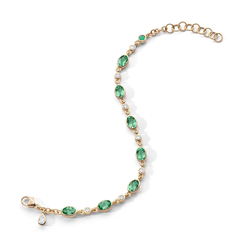 Green Tourmaline Tennis Bracelet in 18K Gold