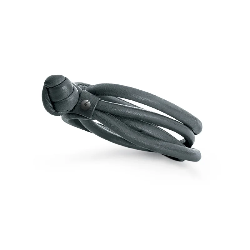 chunky chain necklace trendy Grey Leather Bracelet
