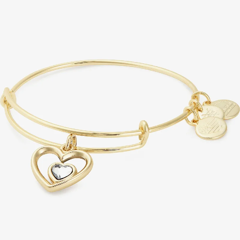 personalized gold bar necklace Heart in Heart Charm Bangle