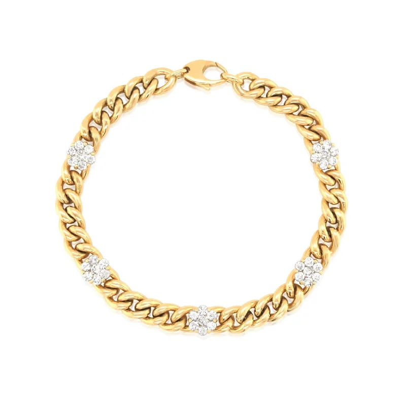 minimalist horseshoe necklace gold Heavy Cuban Chain Diamond Flower Bracelet