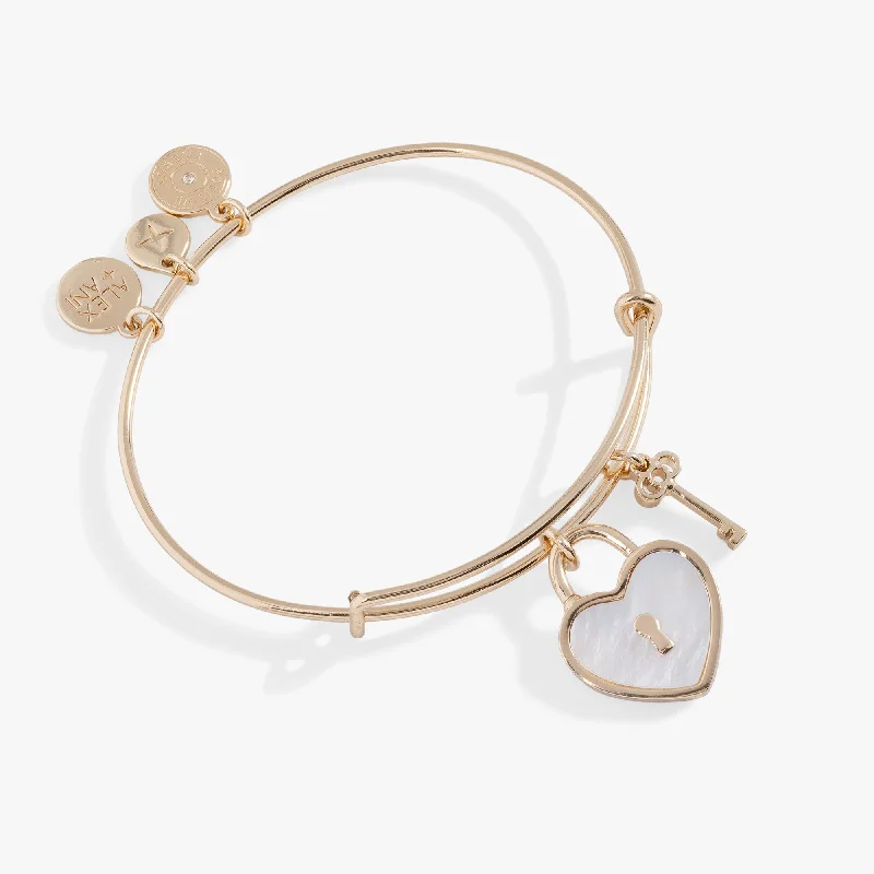 simple snake chain necklace Mother of Pearl Heart Lock Bangle