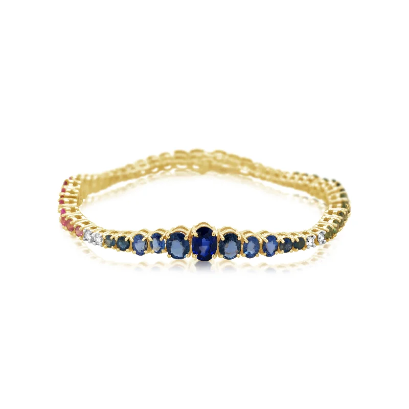 delicate heart stud earrings Multi-Colored Oval Sapphire Tennis Bracelet