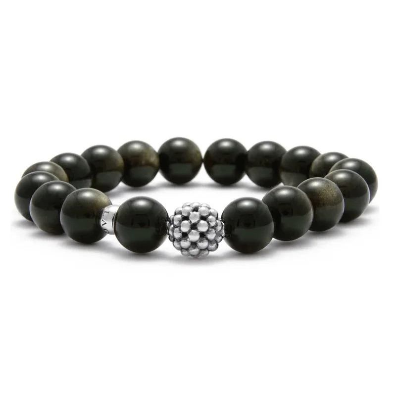 custom gold name necklace Obsidian Bead Bracelet