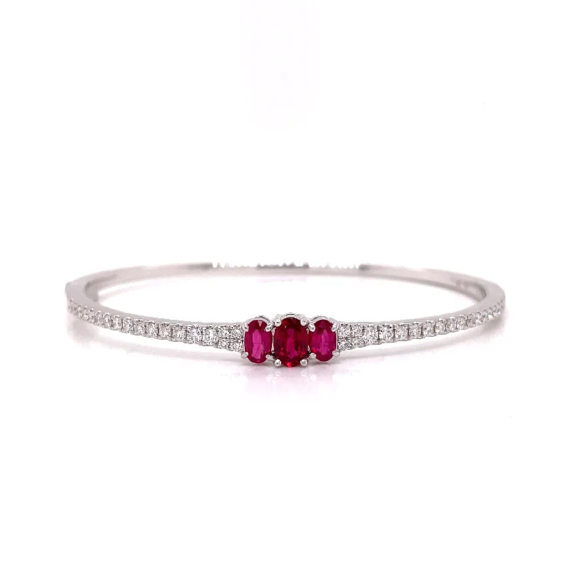 OVAL RUBY AND DIAMOND BANGLE BRACELET