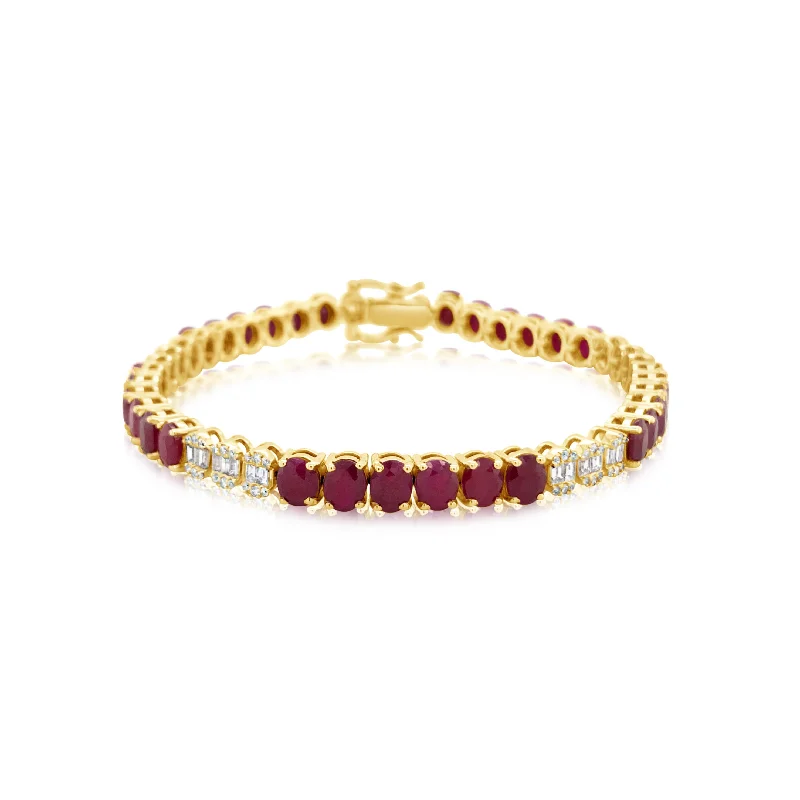 Oval Ruby and Diamond Illusion Tennis Bracelet