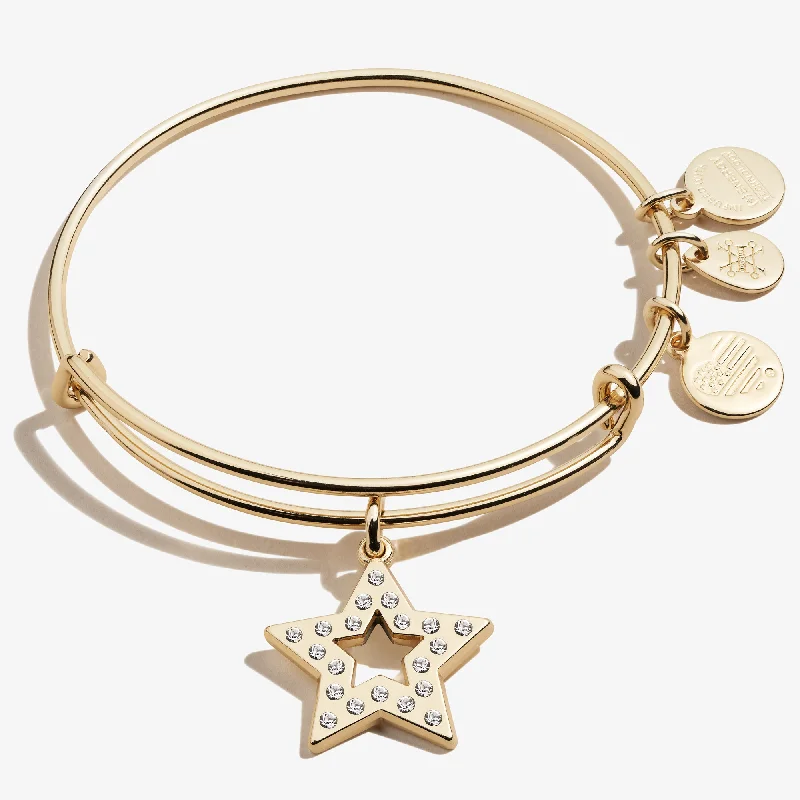 gold-plated chain necklace with charms Pavé Star Charm Bangle