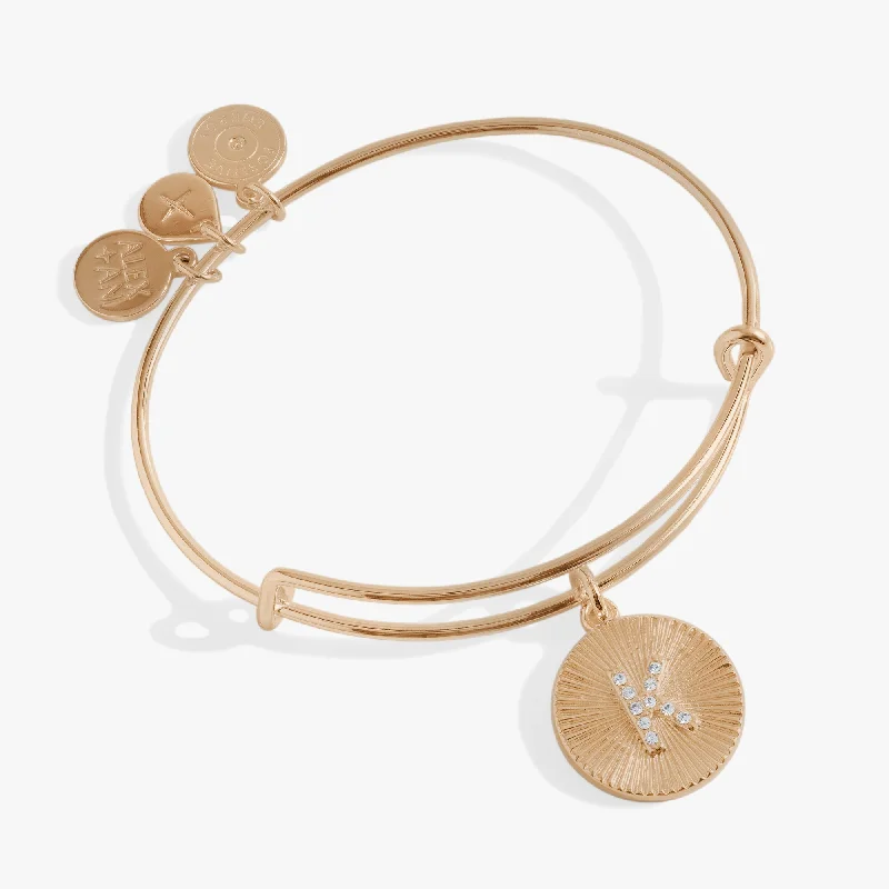 custom star sign necklace Initial K Pave Starburst Texture Bangle