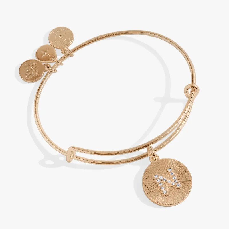 braided wedding ring men Initial N Pave Starburst Texture Bangle