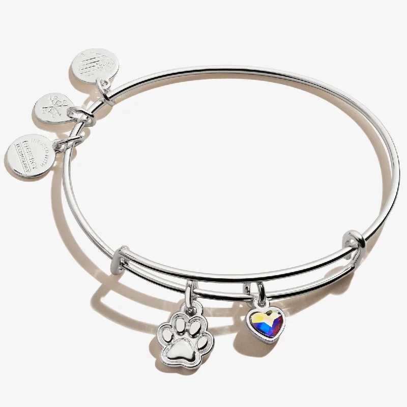 unique diamond eternity band Paw Print Duo Charm Bangle