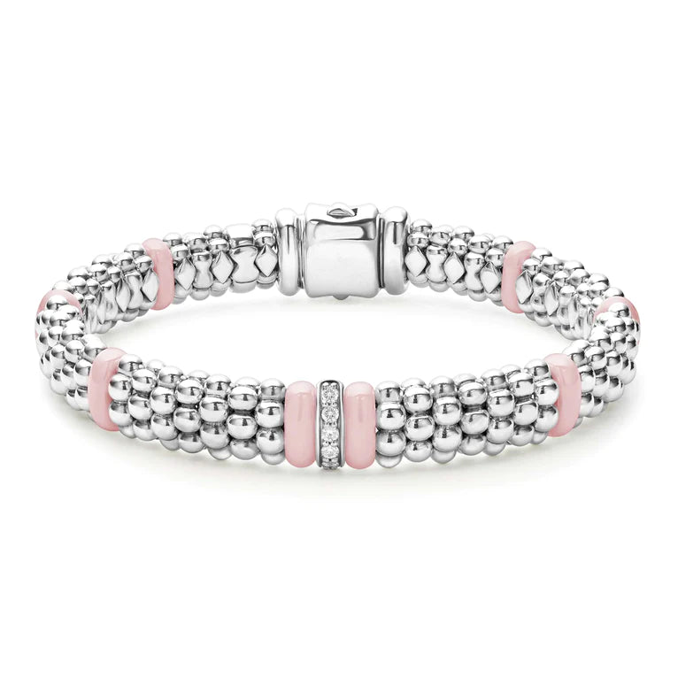 Pink Caviar Single Station Diamond Caviar Bracelet