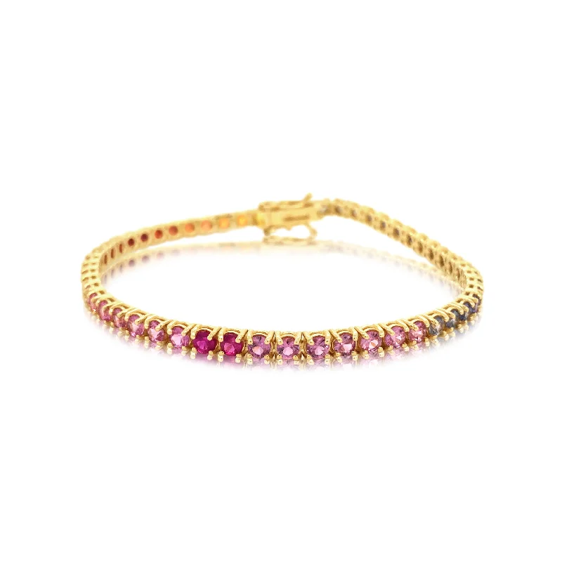 celestial sunburst necklace gold Rainbow Sapphire Tennis Bracelet