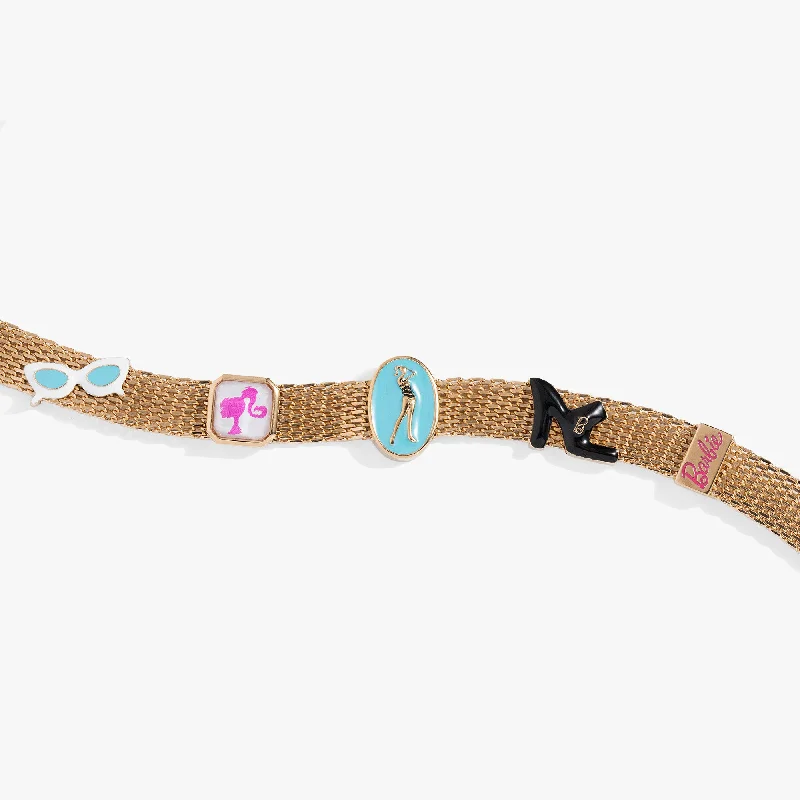 sterling silver angel wing pendant Retro Barbie™ Mesh Bracelet