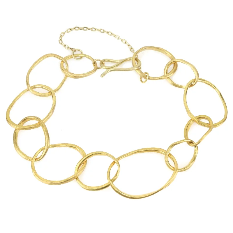 unique moon phase ring 22K Gold "Petal Link" Bracelet with Safety Chain