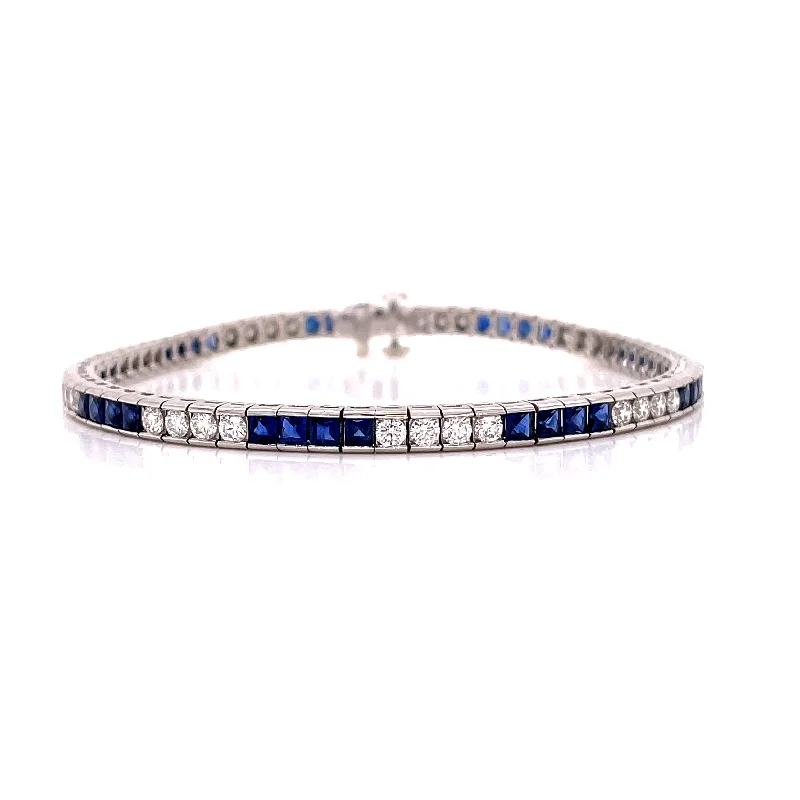 SAPPHIRE AND DIAMOND TENNIS BRACELET