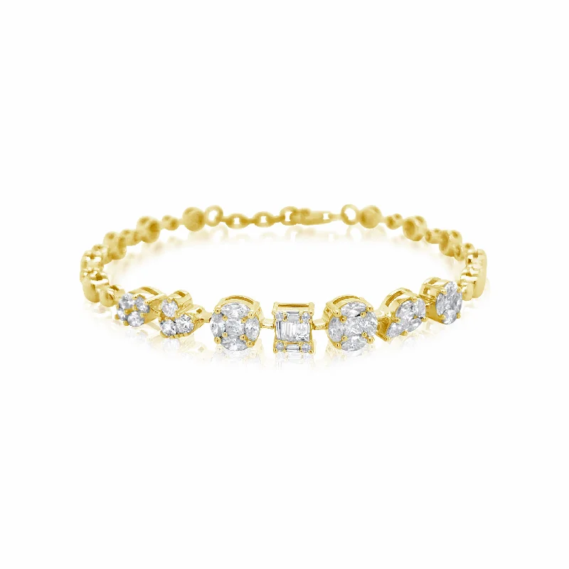 classic gemstone stud earrings Seven Stone Multi Shape Diamond Illusion Bracelet