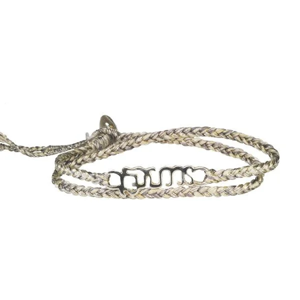 ruby and diamond engagement ring Sterling Silver "Brave" Bracelet on Sugar Mix Cotton Cord