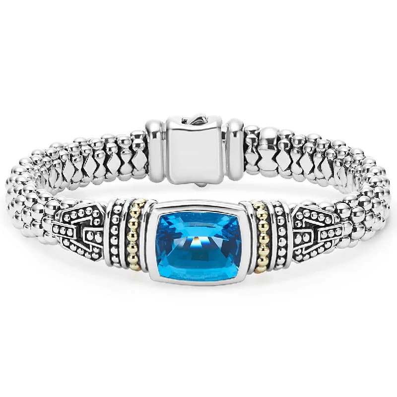 personalized name ring Swiss Blue Topaz Caviar Bracelet