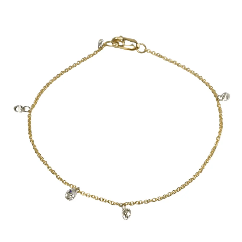 dainty ruby stacking rings 18K Gold Chain Bracelet with Four Free-Set Pear-Shaped Diamonds