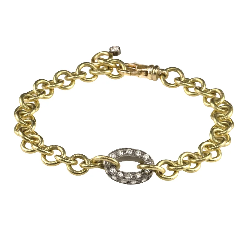 black onyx men’s signet ring Handmade Oval Chain Bracelet with Blackened Pave Diamond Center Link