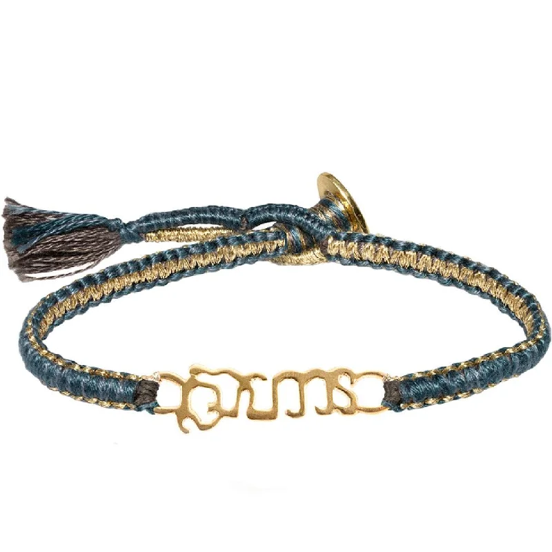 modern geometric silver ring Gold Vermeil "Brave" Bracelet on Teal Cobra Cord