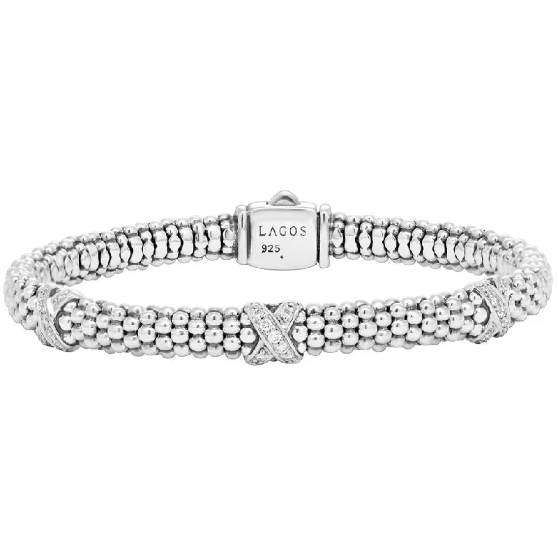 sparkling diamond drop earrings Three Diamond X Bracelet