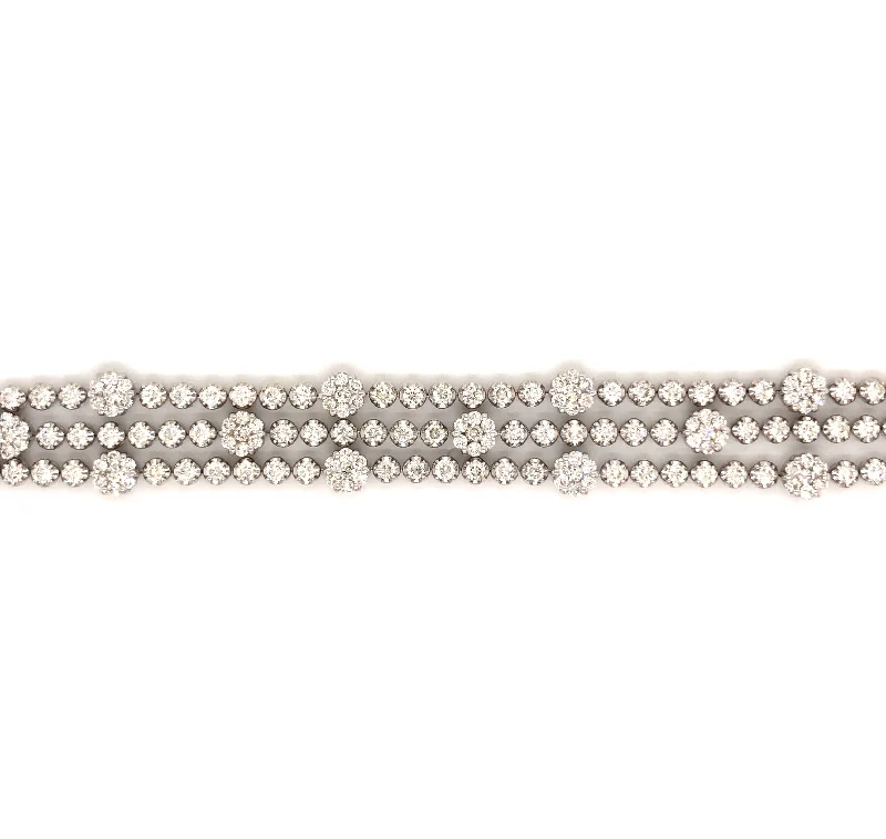 personalized engraved signet ring Three Row Bezel-Set Diamond Bracelet