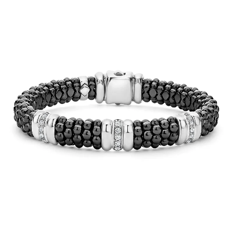 Three Station Ceramic Diamond Bracelet