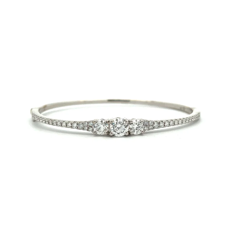 THREE STONE DIAMOND BANGLE BRACELET