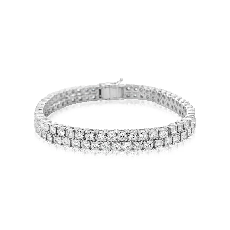 simple crystal earrings Two Row Bezel-Set Diamond Tennis Bracelet