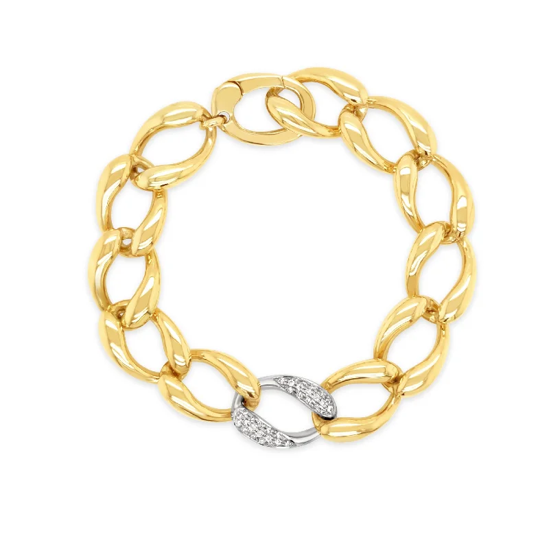 minimalist cuff bracelet adjustable Two-Tone Oval Link Diamond Bracelet