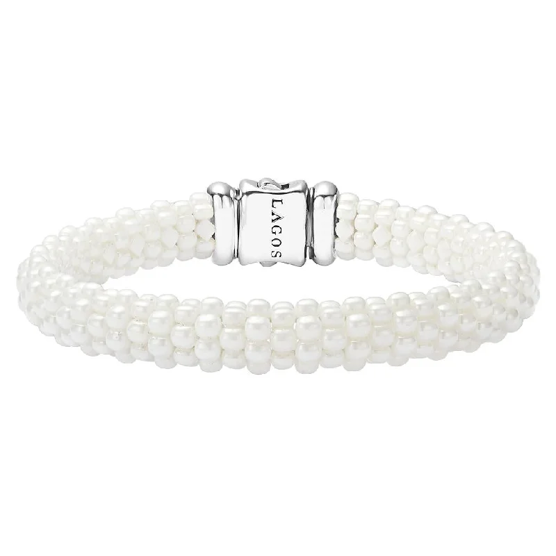 custom initial pendant necklace White Caviar Beaded Bracelet