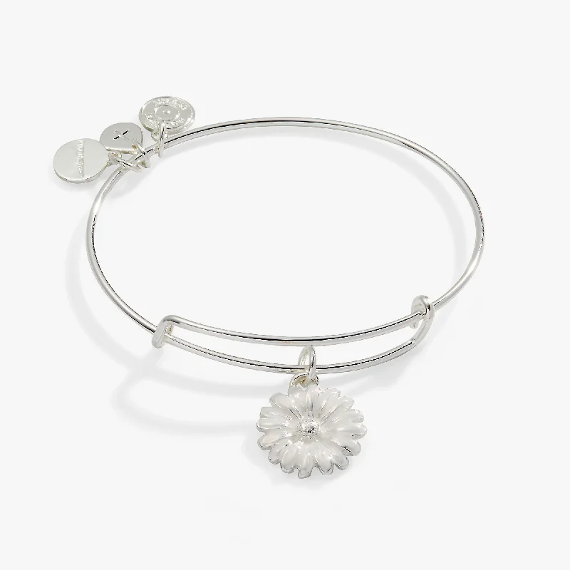 unique gemstone cocktail ring White Daisy Charm Bangle Bracelet