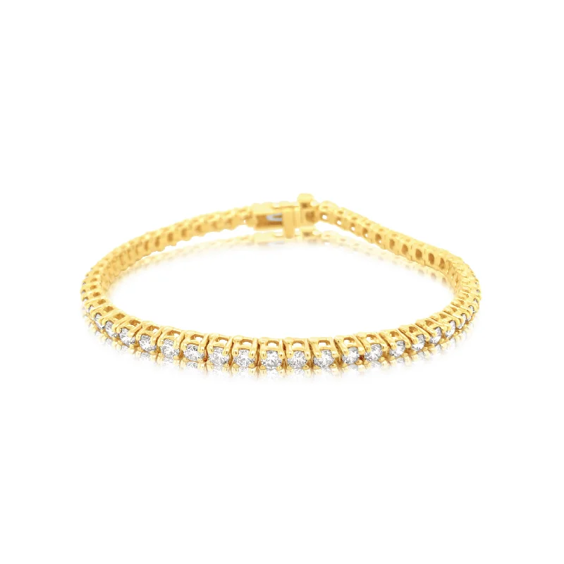 rose quartz bracelet healing 3.96CT Yellow Gold Diamond Tennis Bracelet
