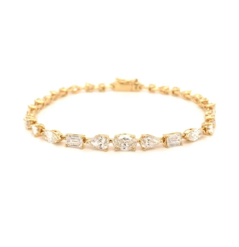 gold-plated snake chain bracelet Yellow Gold Multi-Shape Diamond Bracelet